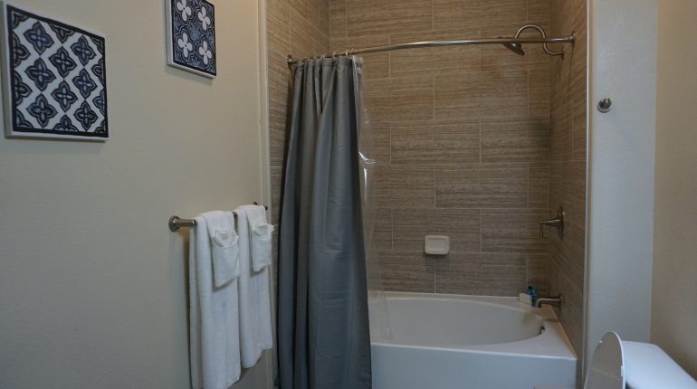 Full bathroom from the New York Design at Premier Patient Housing.