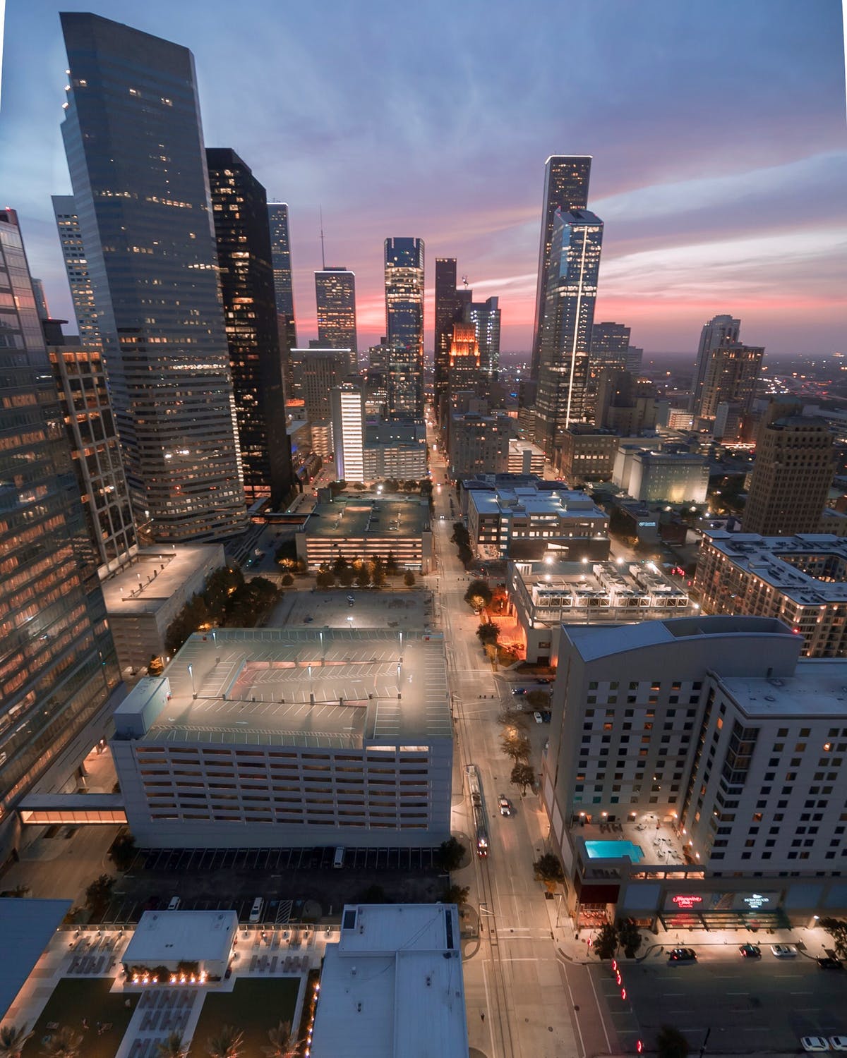 Houston skyline in Mid-Town.