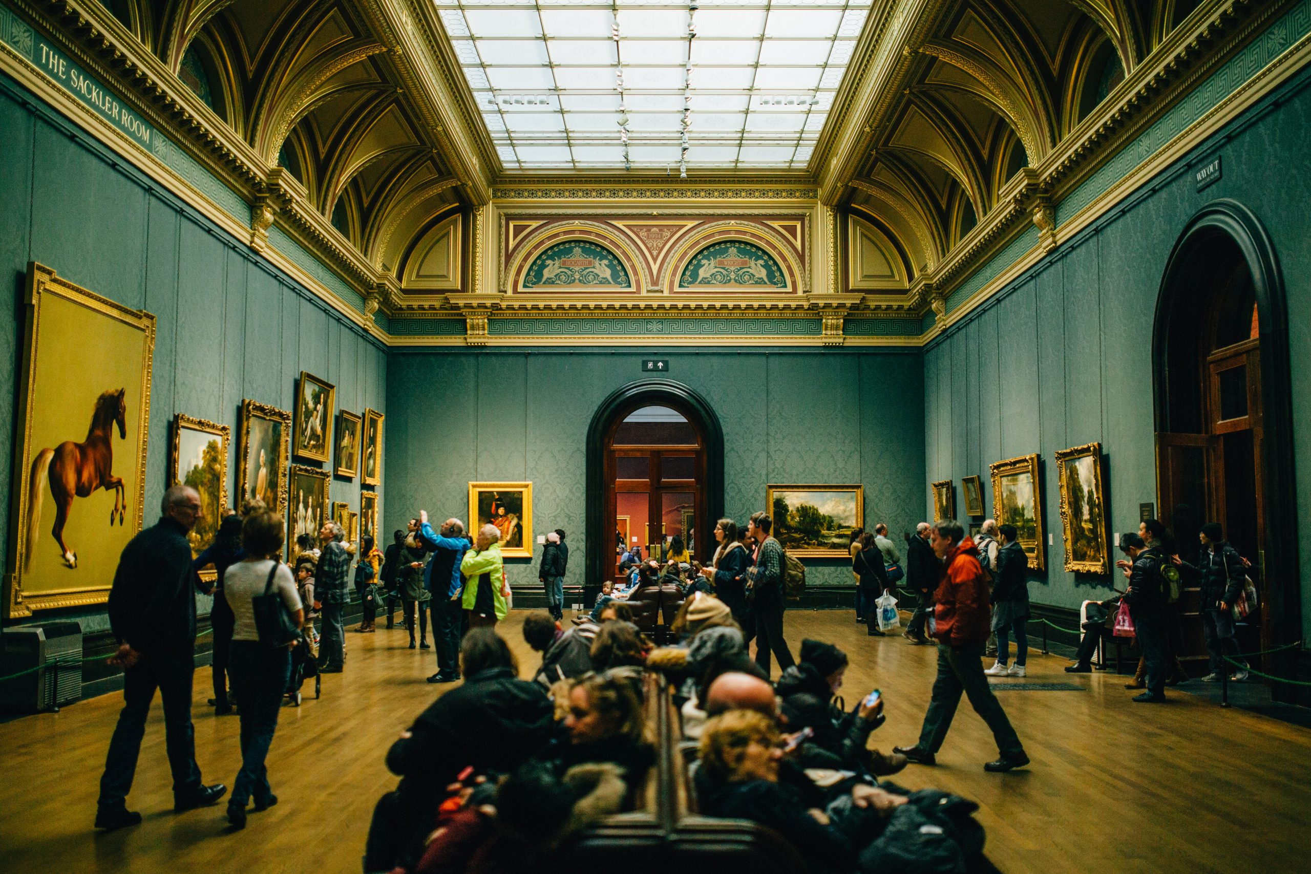 People enjoying art at a museum.