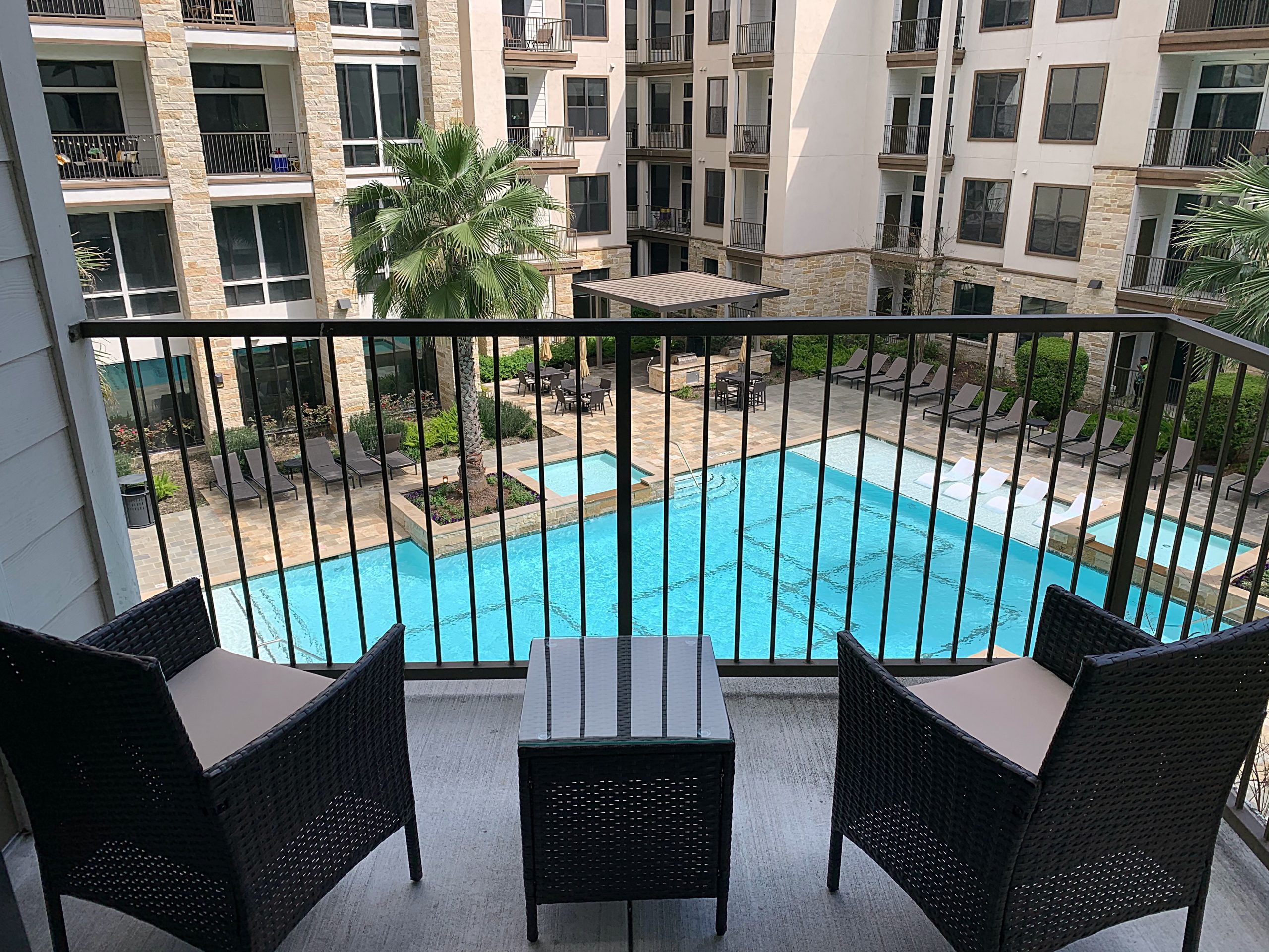 Balcony view from the California design at Premier Patient Housing.