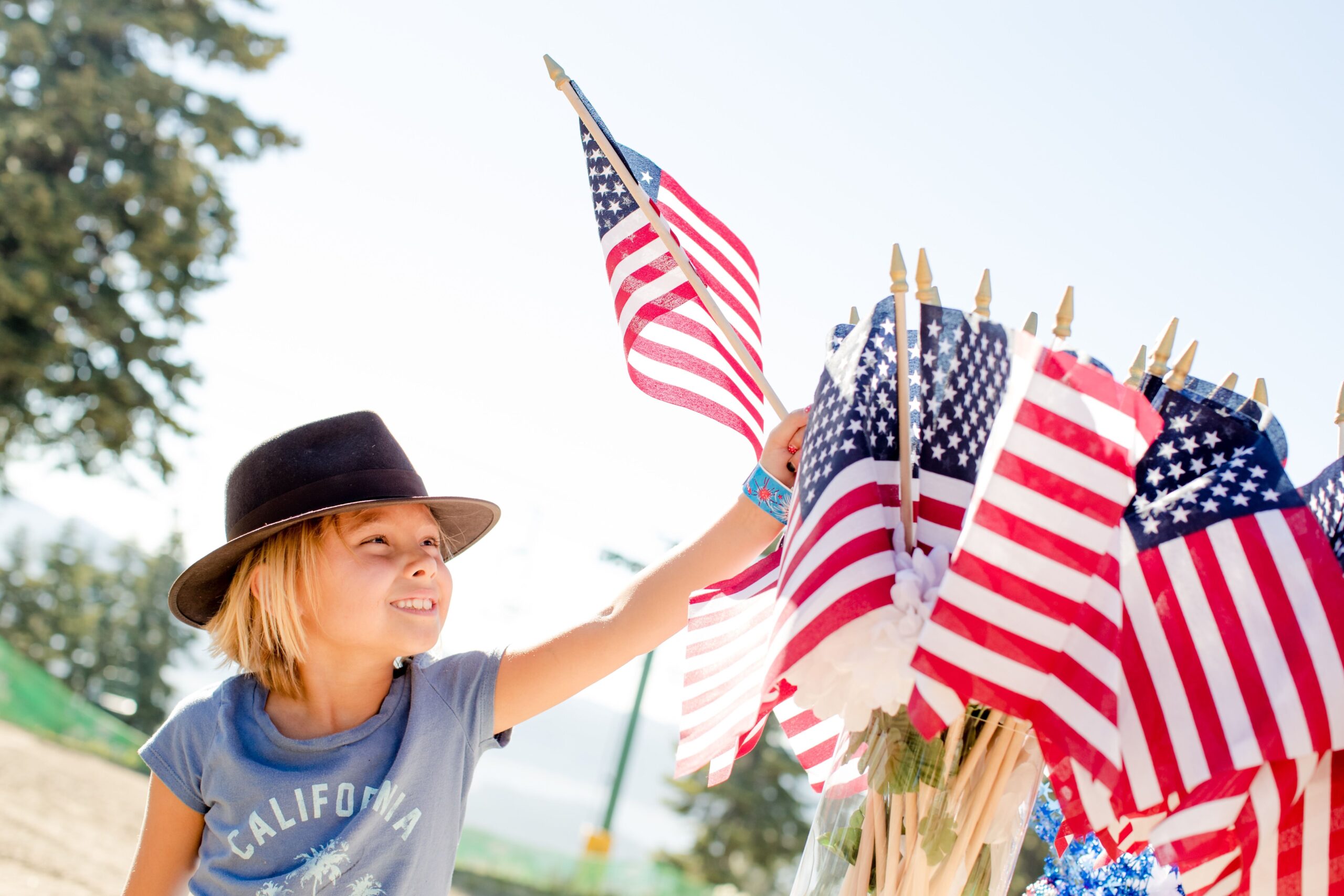 Girl with American Flag 