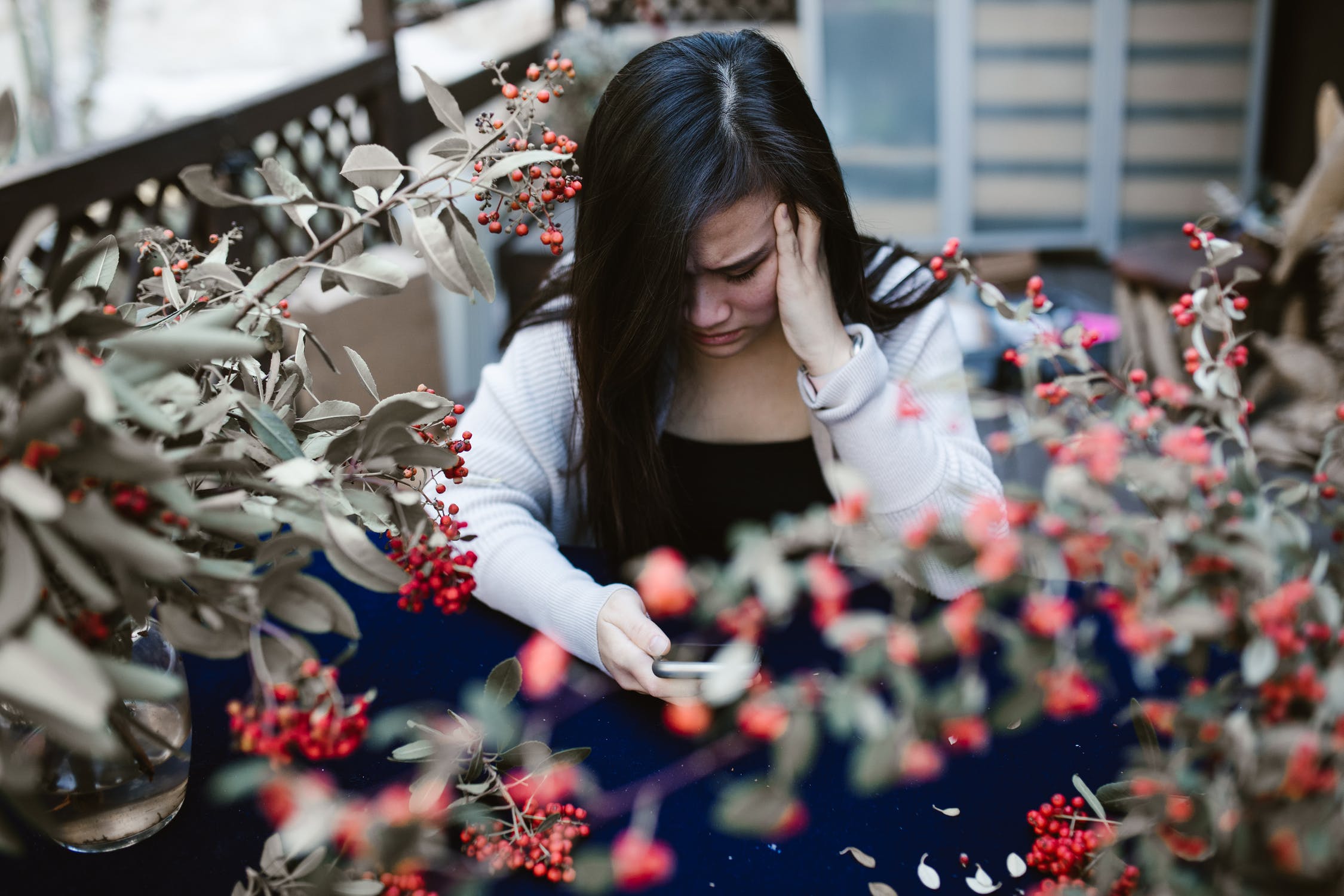 woman emotionally struggling with eating disorder 